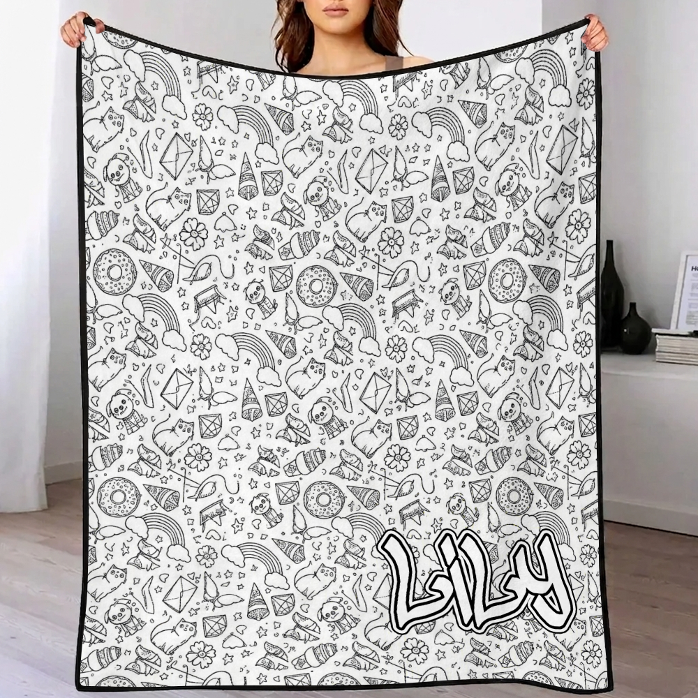DIY Drawing Blanket (Optional 24-Color Marker Set) Create Your Art Blanket Washable Keepsake Blanket for Kids & Adults - CustWitAU