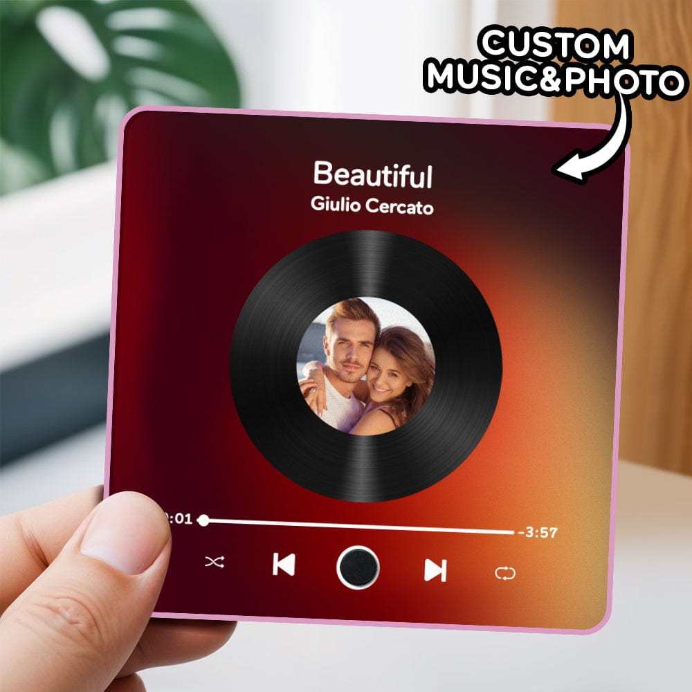 Custom Spotify Album Fridge Magnet Personalized Music Fridge Magnet Can Play Songs and Adjust Volume for Couples