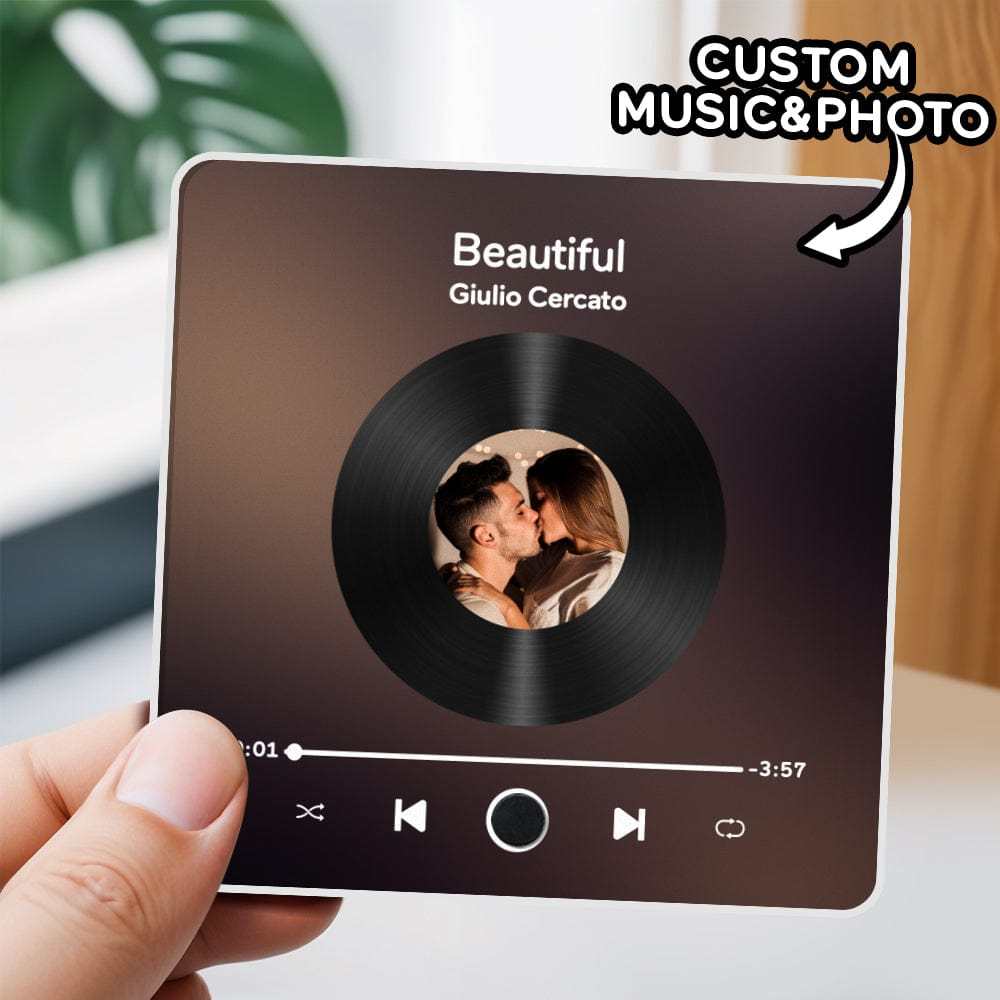 Custom Spotify Album Fridge Magnet Personalized Music Fridge Magnet Can Play Songs and Adjust Volume for Couples