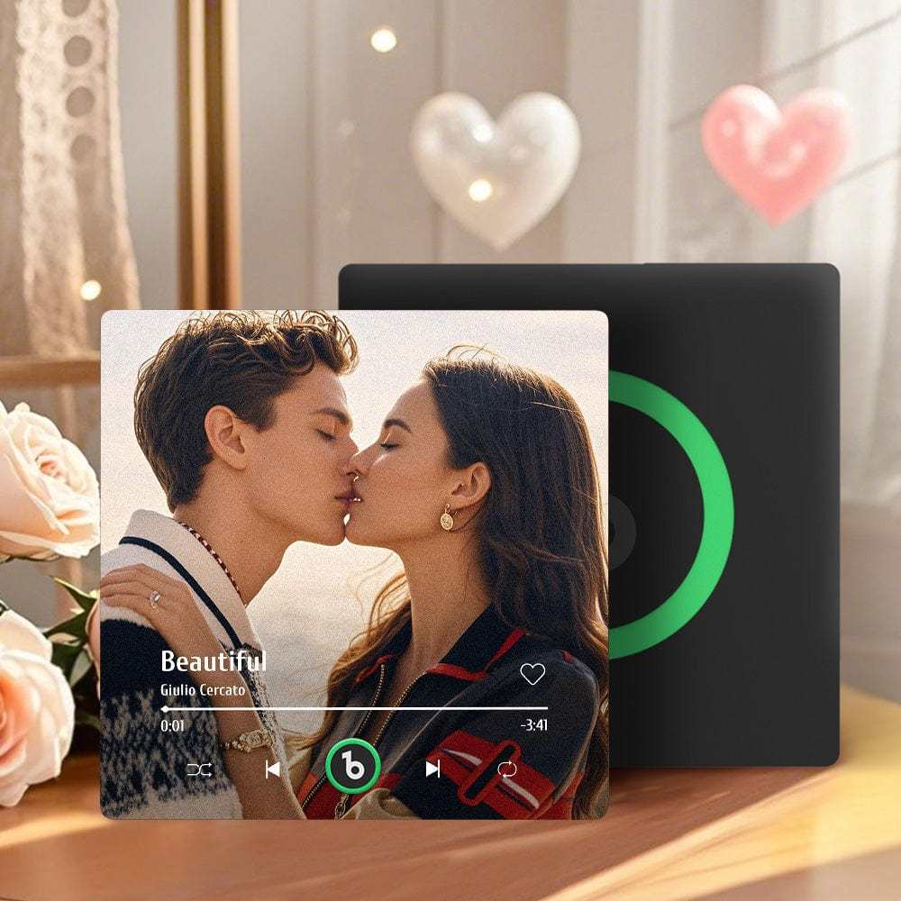 Custom Music Fridge Magnet New Upgrade Colorful Frame Album Fridge Magnet Music Wall Photo Sticker Music Movement That Can Be Played Valentines Day Gift - CustWitAU