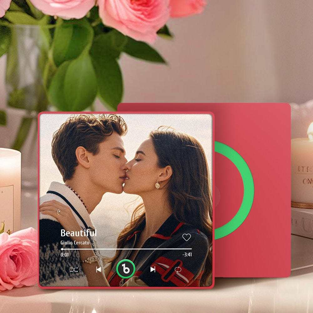 Custom Music Fridge Magnet New Upgrade Colorful Frame Album Fridge Magnet Music Wall Photo Sticker Music Movement That Can Be Played Valentines Day Gift - CustWitAU