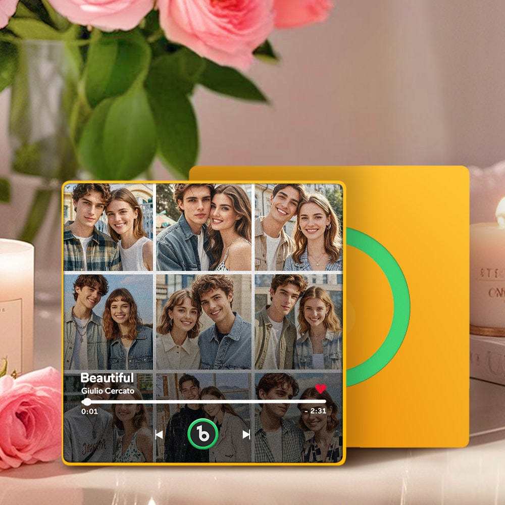Custom Music Fridge Magnet And Photo With Colorful Frame Music Wall Photo Sticker Song Movement That Can Be Played Valentines Day Gift For Couple - CustWitAU