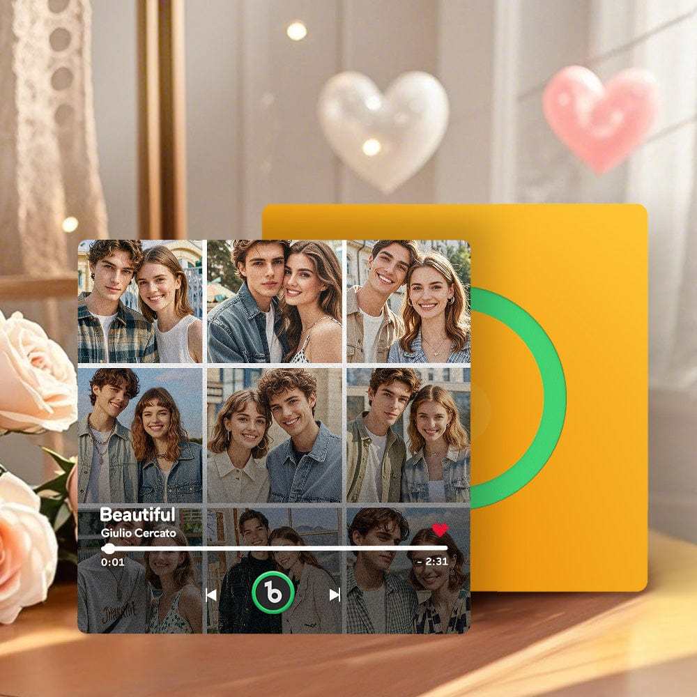 Custom Music Fridge Magnet And Photo With Colorful Frame Music Wall Photo Sticker Song Movement That Can Be Played Valentines Day Gift For Couple - CustWitAU