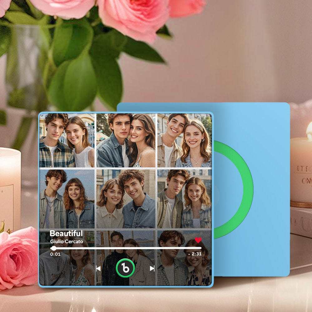 Custom Music Fridge Magnet And Photo With Colorful Frame Music Wall Photo Sticker Song Movement That Can Be Played Valentines Day Gift For Couple - CustWitAU