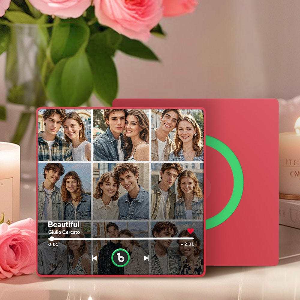 Custom Music Fridge Magnet And Photo With Colorful Frame Music Wall Photo Sticker Song Movement That Can Be Played Valentines Day Gift For Couple - CustWitAU