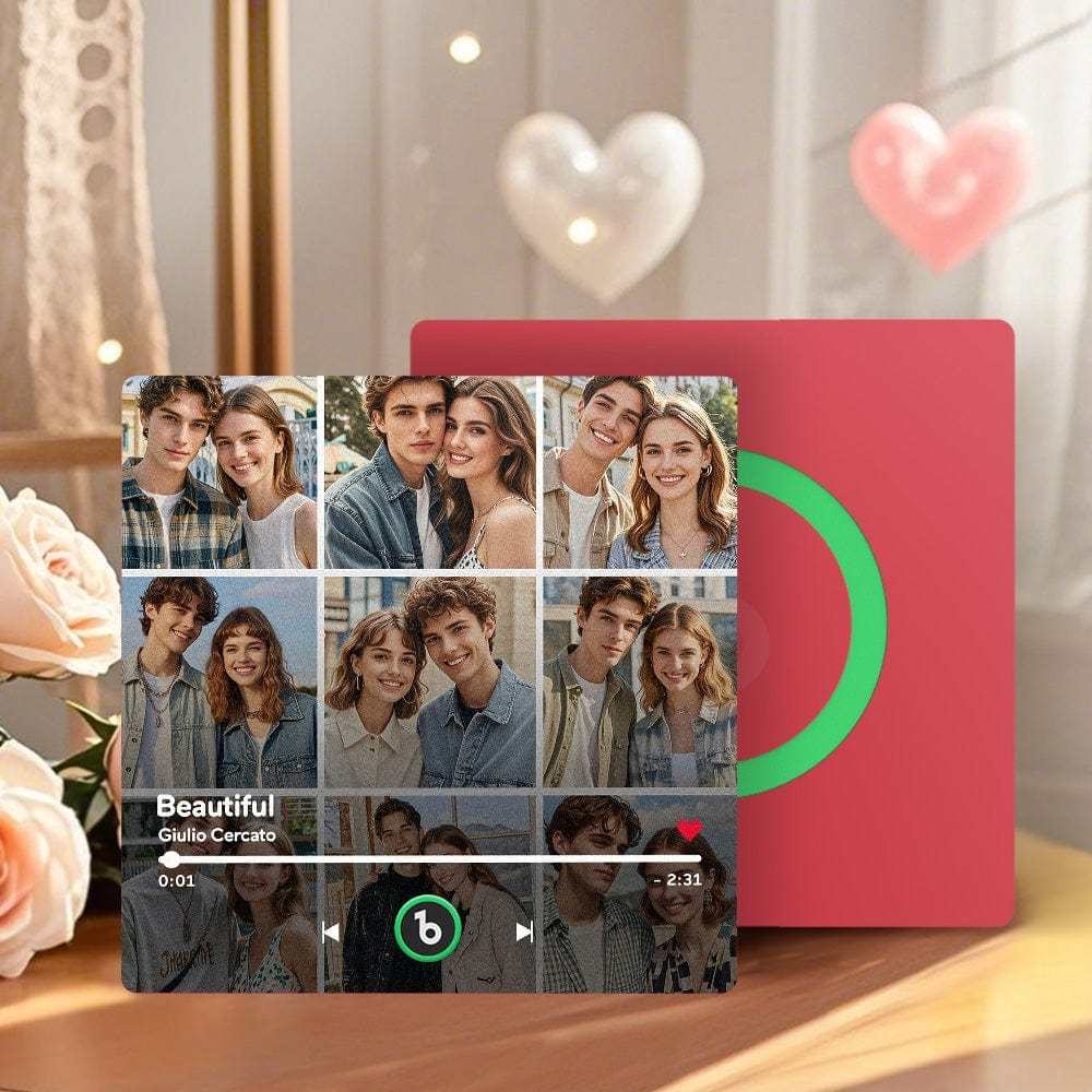 Custom Music Fridge Magnet And Photo With Colorful Frame Music Wall Photo Sticker Song Movement That Can Be Played Valentines Day Gift For Couple - CustWitAU