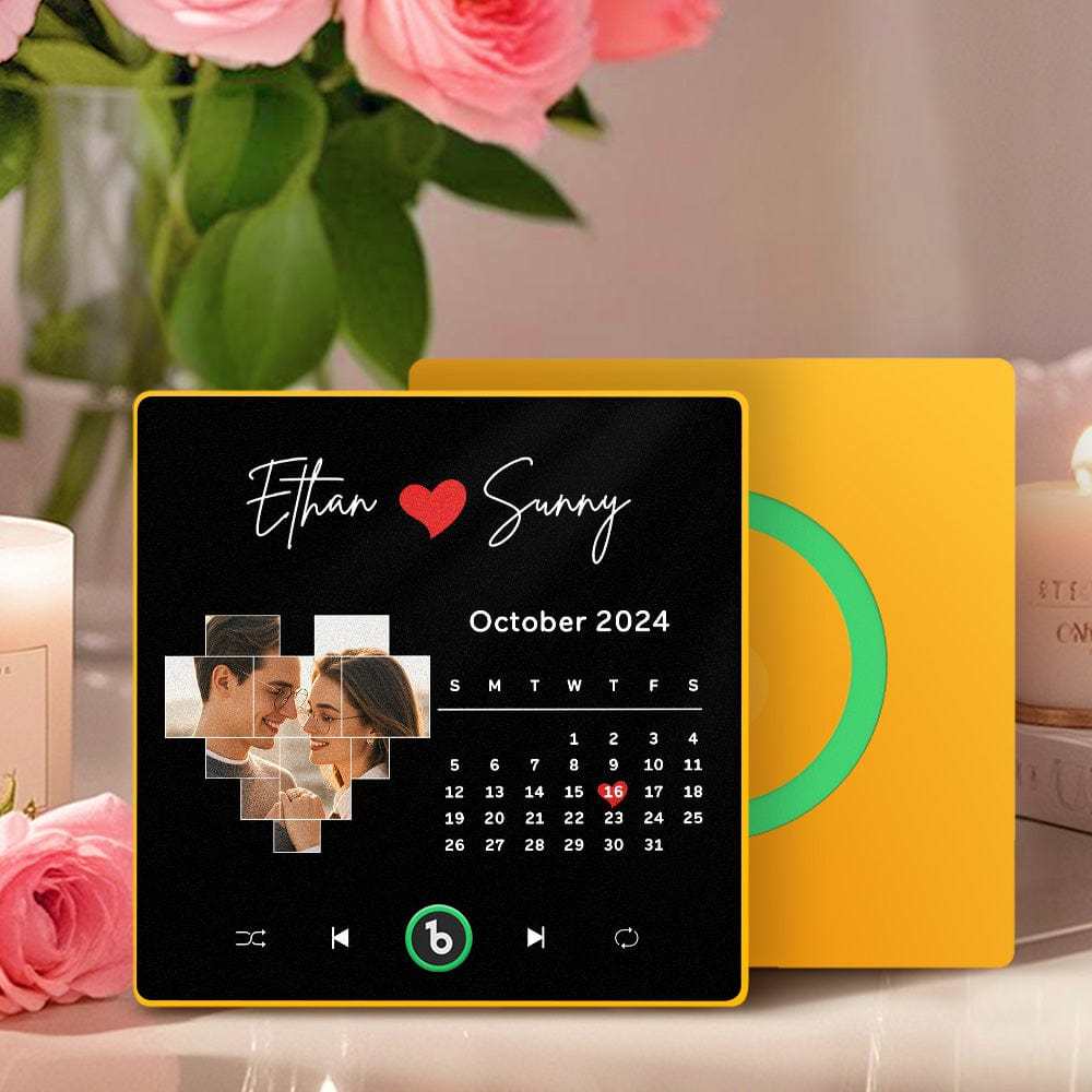 Custom Music Fridge Magnet Personalized Calendar Photo Colorful Album Fridge Magnet Music Wall Photo Sticker That Can Be Played Without Cellphone For Couples - CustWitAU
