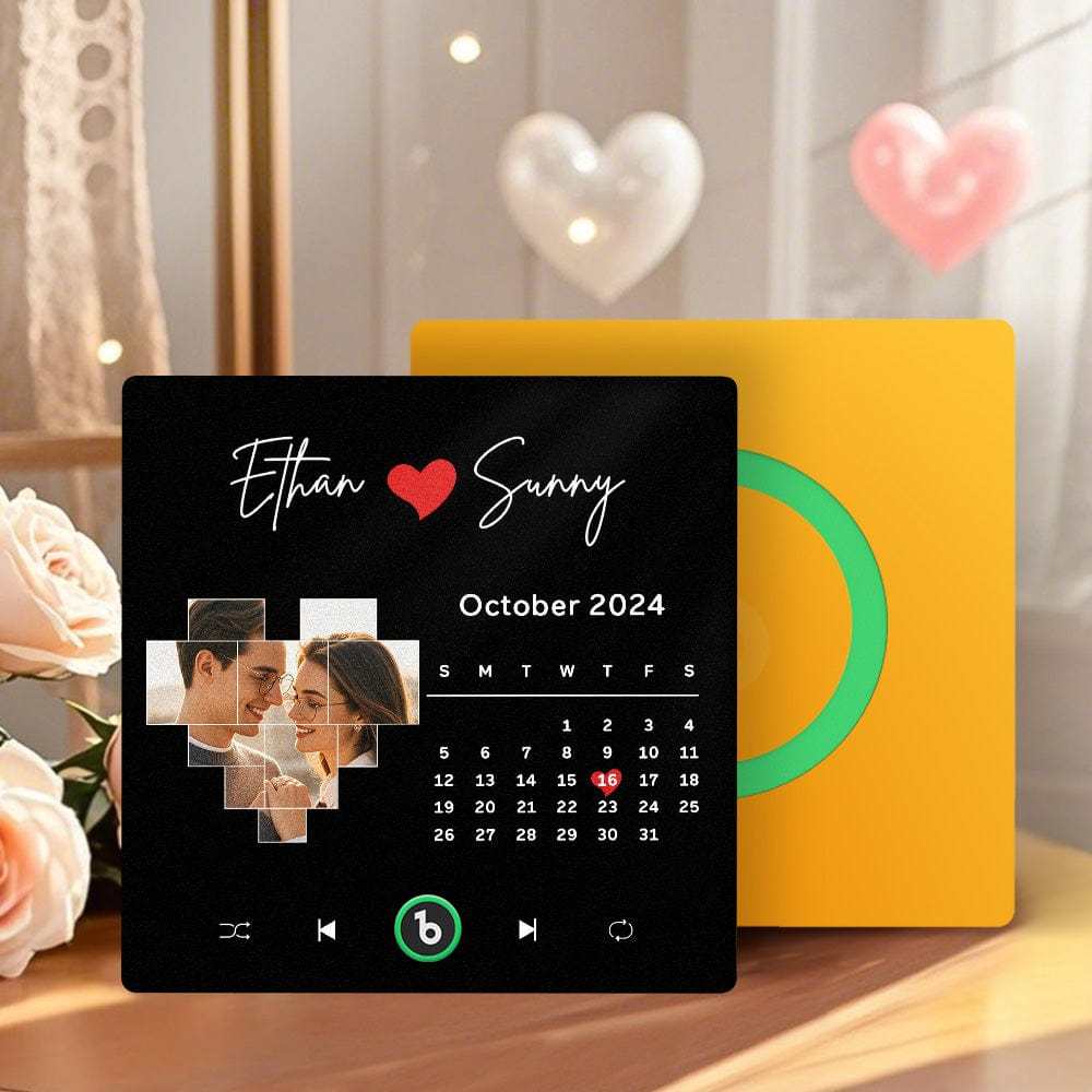 Custom Music Fridge Magnet Personalized Calendar Photo Colorful Album Fridge Magnet Music Wall Photo Sticker That Can Be Played Without Cellphone For Couples - CustWitAU