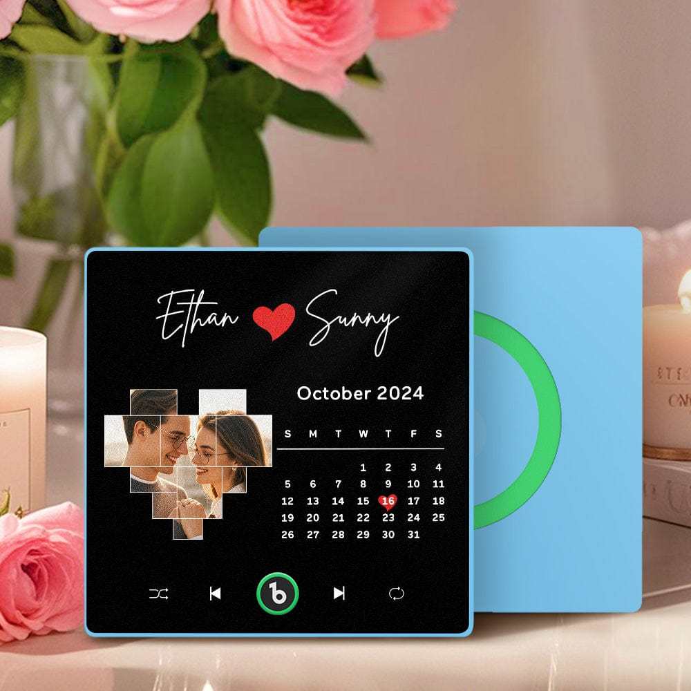 Custom Music Fridge Magnet Personalized Calendar Photo Colorful Album Fridge Magnet Music Wall Photo Sticker That Can Be Played Without Cellphone For Couples - CustWitAU