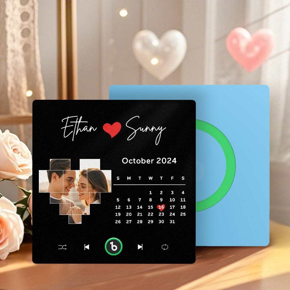 Custom Music Fridge Magnet Personalized Calendar Photo Colorful Album Fridge Magnet Music Wall Photo Sticker That Can Be Played Without Cellphone For Couples - CustWitAU