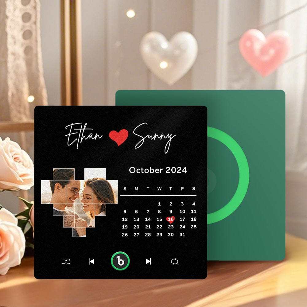 Custom Music Fridge Magnet Personalized Calendar Photo Colorful Album Fridge Magnet Music Wall Photo Sticker That Can Be Played Without Cellphone For Couples - CustWitAU