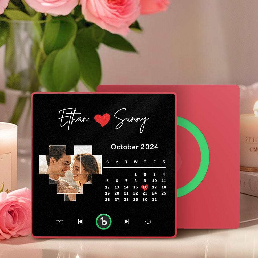 Custom Music Fridge Magnet Personalized Calendar Photo Colorful Album Fridge Magnet Music Wall Photo Sticker That Can Be Played Without Cellphone For Couples - CustWitAU