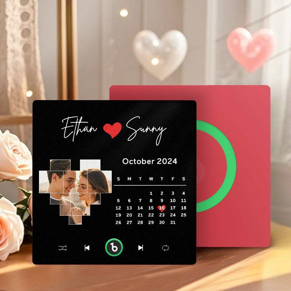 Custom Music Fridge Magnet Personalized Calendar Photo Colorful Album Fridge Magnet Music Wall Photo Sticker That Can Be Played Without Cellphone For Couples - CustWitAU