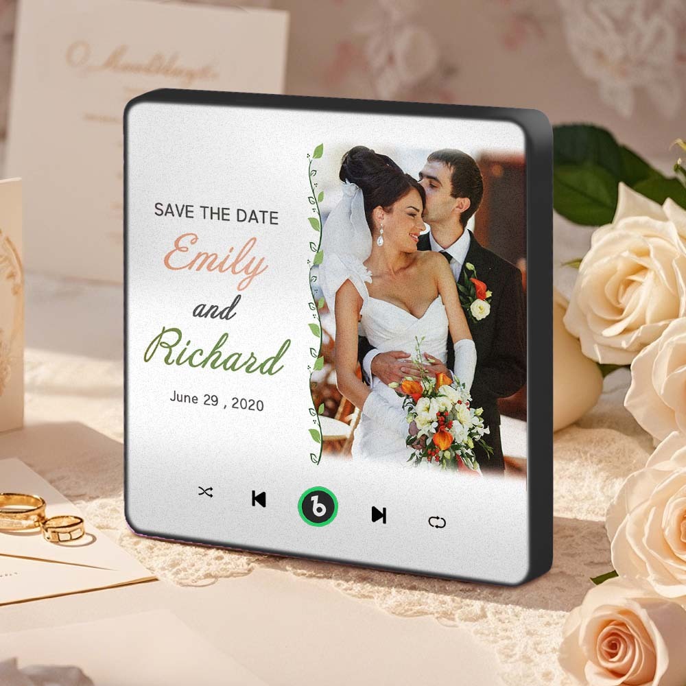 Custom Music Fridge Magnet Wedding Gift for Couples Personalized Music Magnets Can Play Songs - CustWitAU