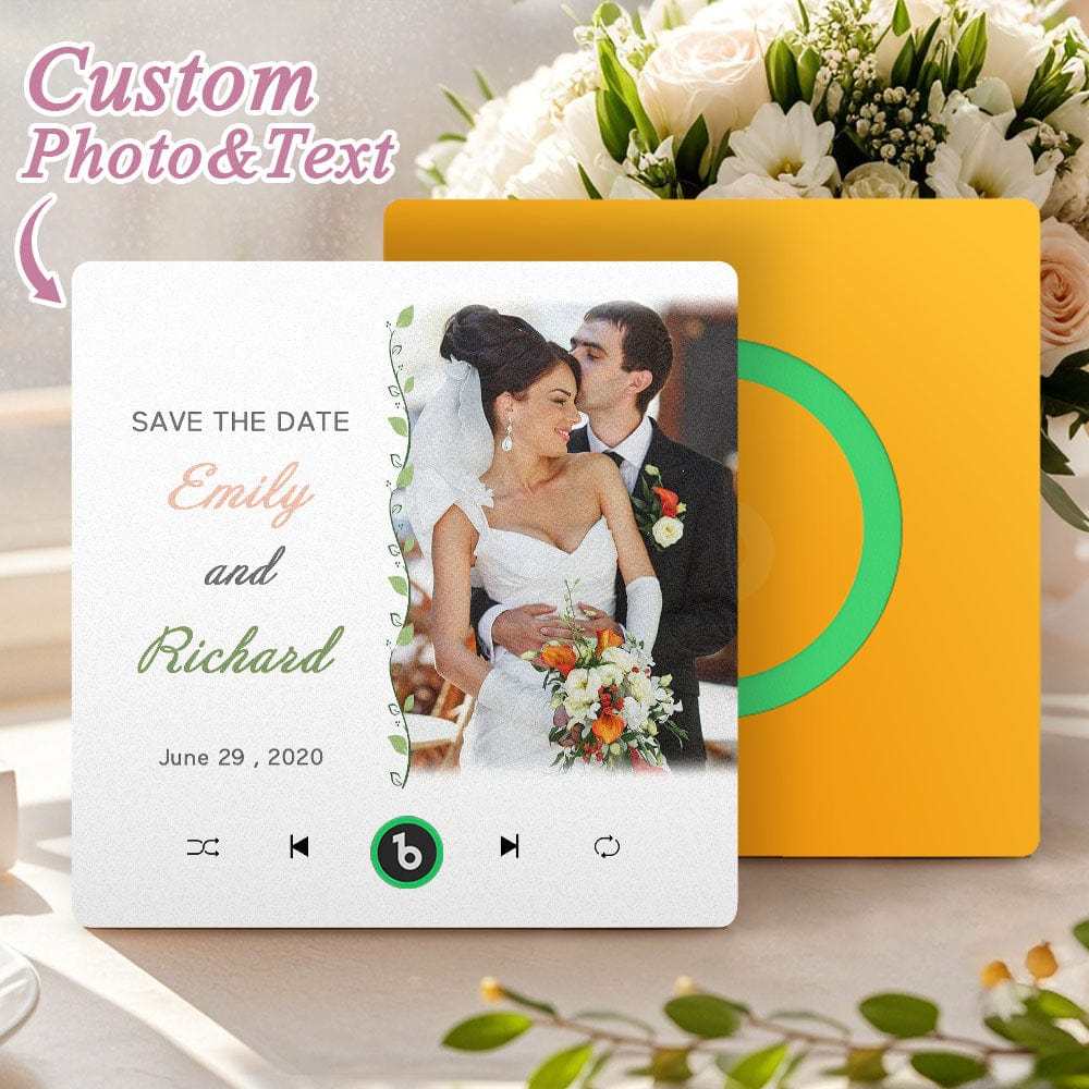 Custom Music Fridge Magnet Wedding Gift for Couples Personalized Music Magnets Can Play Songs - CustWitAU