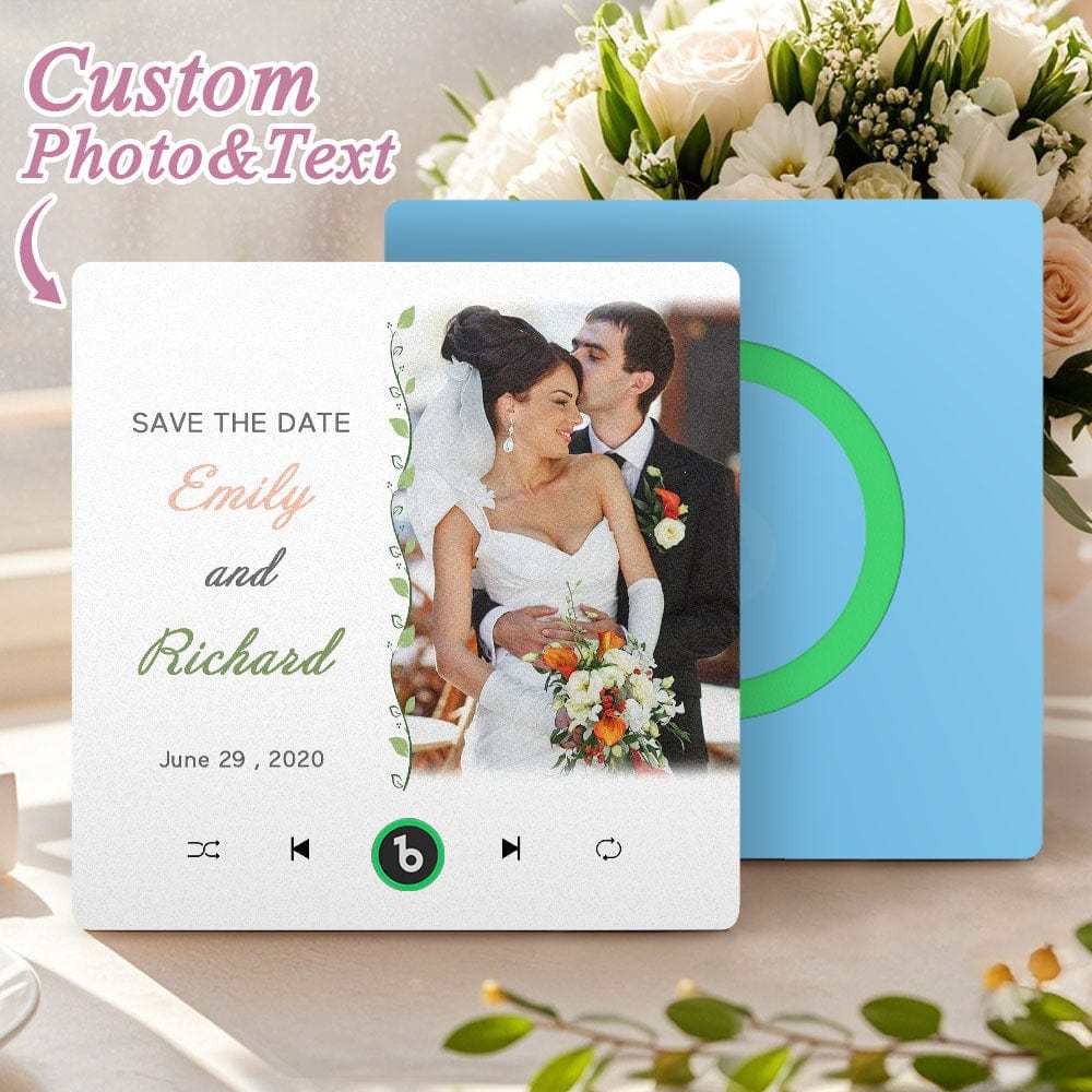 Custom Music Fridge Magnet Wedding Gift for Couples Personalized Music Magnets Can Play Songs - CustWitAU