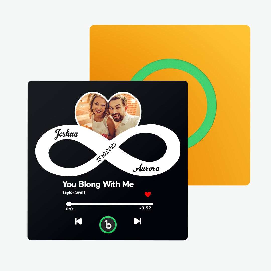 Custom Music and Photo Fridge Magnet with Text Infinite Love Fridge Magnet Gift for Couple - CustWitAU