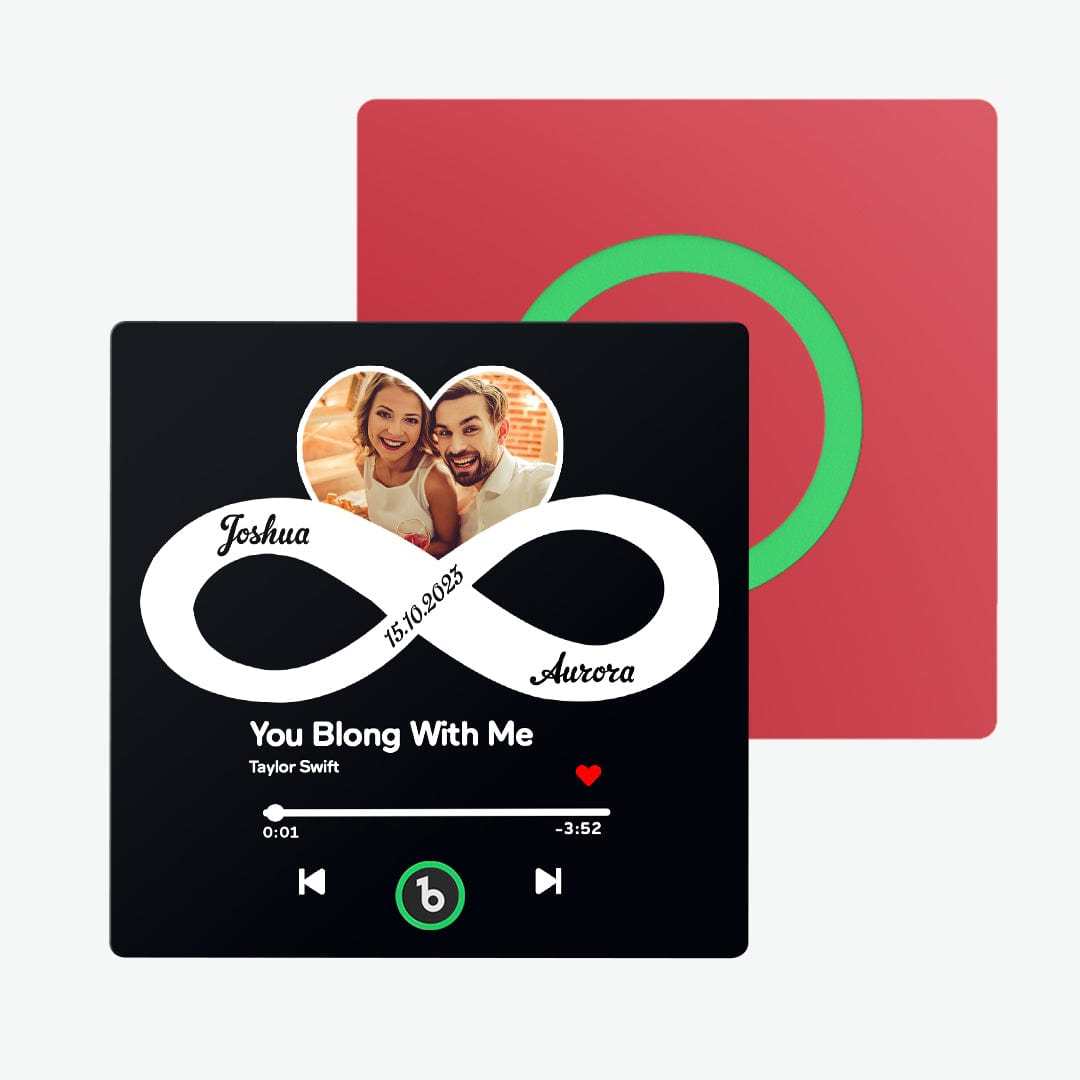 Custom Music and Photo Fridge Magnet with Text Infinite Love Fridge Magnet Gift for Couple - CustWitAU