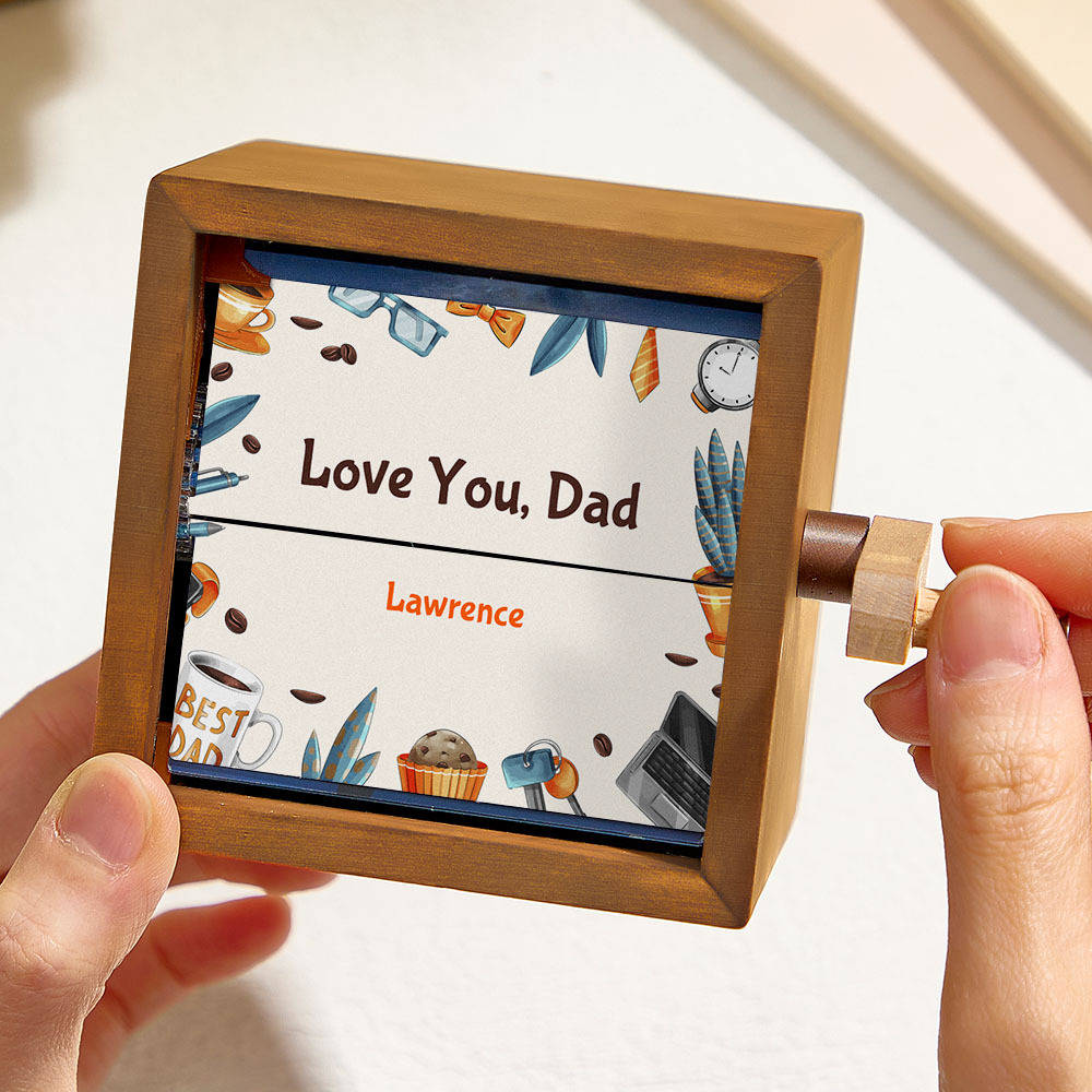 Custom Hand-Cranked Father's Day Flipbook Frame Mechanical Hand-cranked Photo Album with Covers Creative Wooden Keepsake Gift for Dad