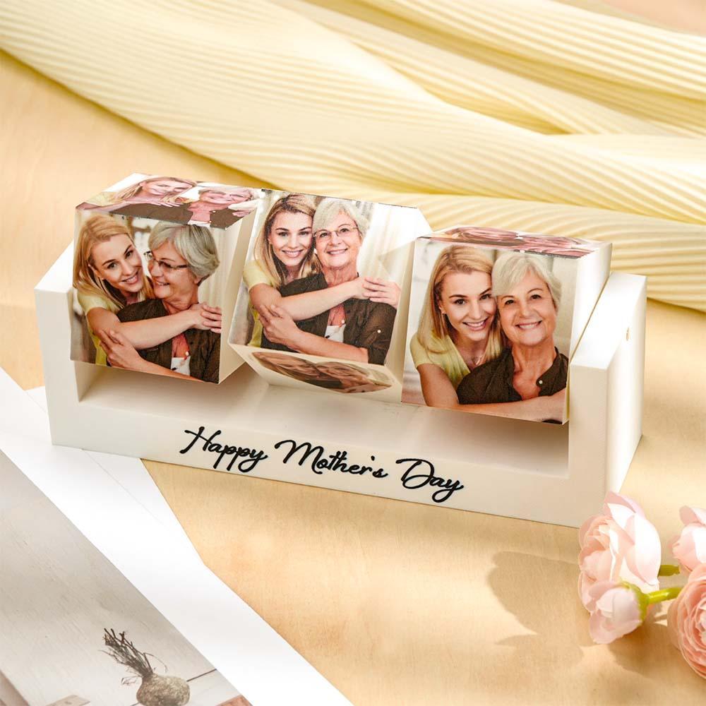 Custom Photo Rotating Cube Mother's Day Keepsake Heartfelt Gift for Mom Best Personalized Home Decor for Mother's Day