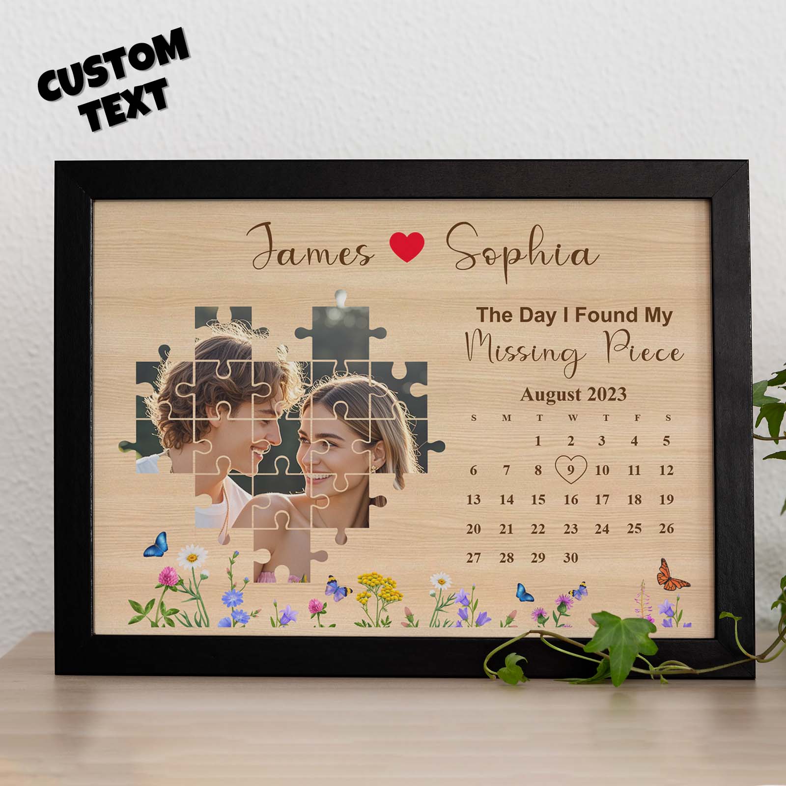 The Day I Found My Missing Piece – Custom Couple Photo Frame Gift