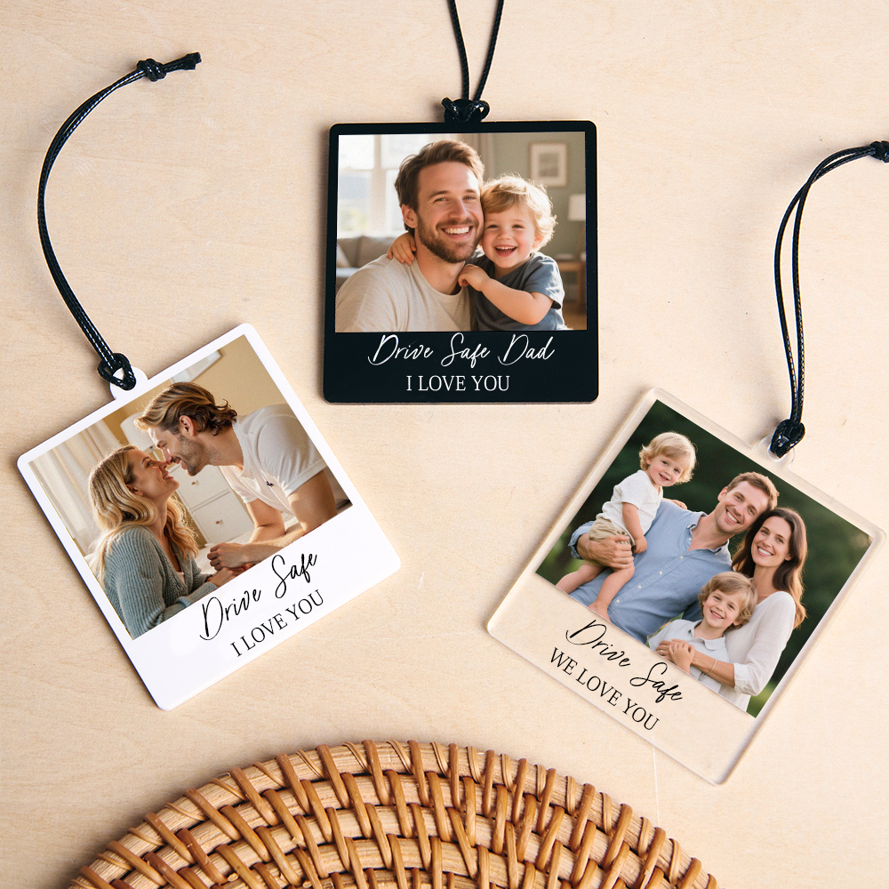Personalized Car Ornament With Photo And Text Custom Car Gift For Family Friends Drive Safe Car Ornament Father's Day Gifts