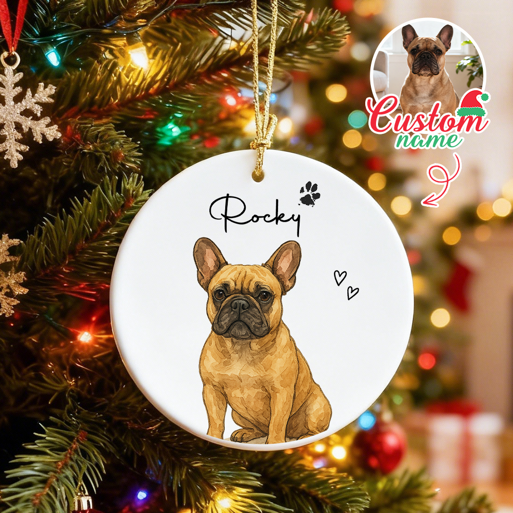 Personalized Watercolor Pet Photo Ornament: Custom Memorial Keepsake