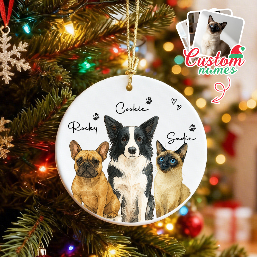 Personalized Watercolor Pet Photo Ornament: Custom Memorial Keepsake