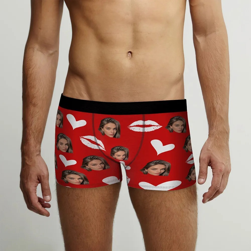 Personalized Red Lips, Custom Underwear, Custom Photo Underwear, Custom Photo Christmas Panties