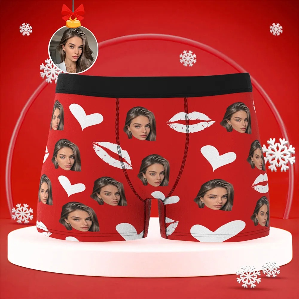 Personalized Red Lips, Custom Underwear, Custom Photo Underwear, Custom Photo Christmas Panties