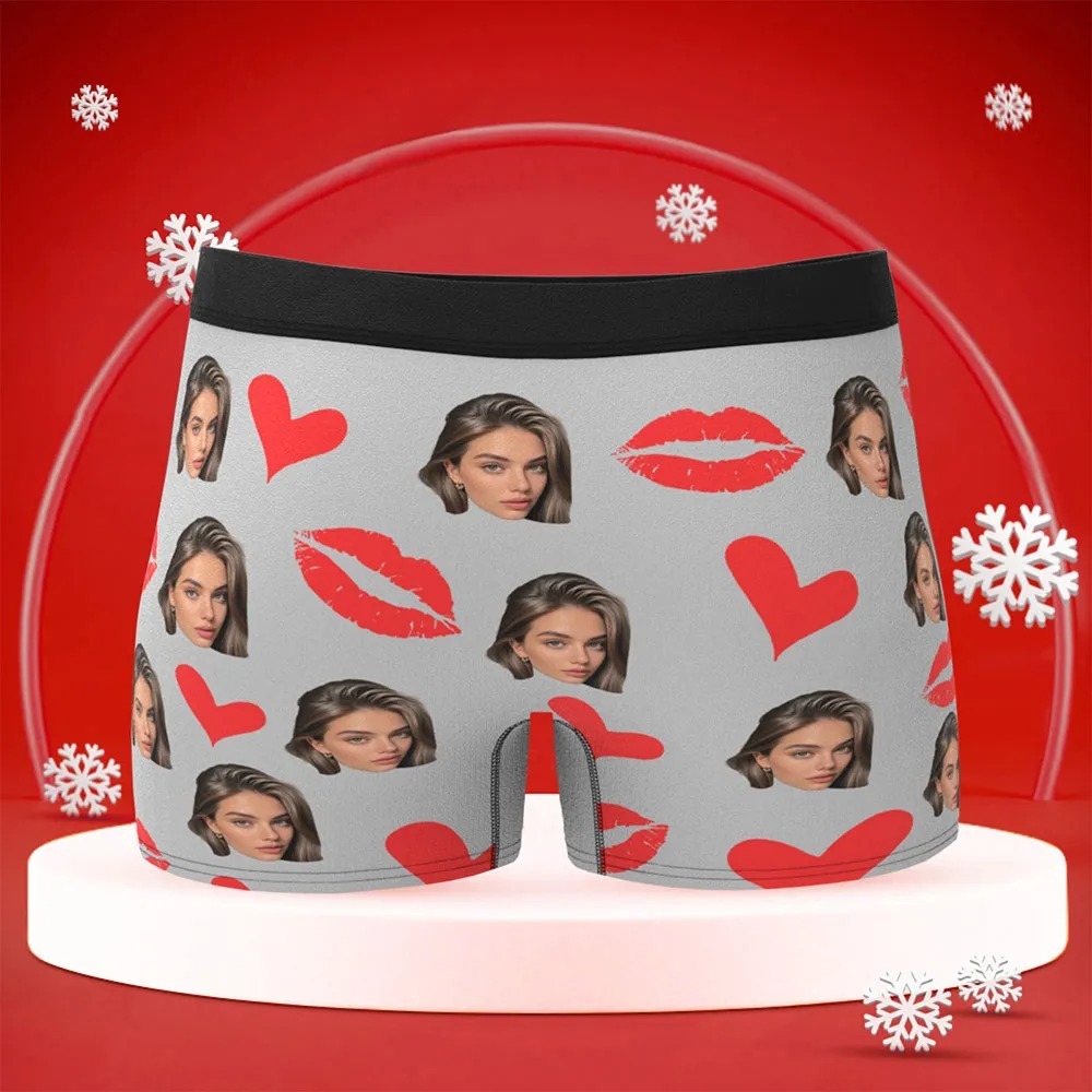 Personalized Red Lips, Custom Underwear, Custom Photo Underwear, Custom Photo Christmas Panties