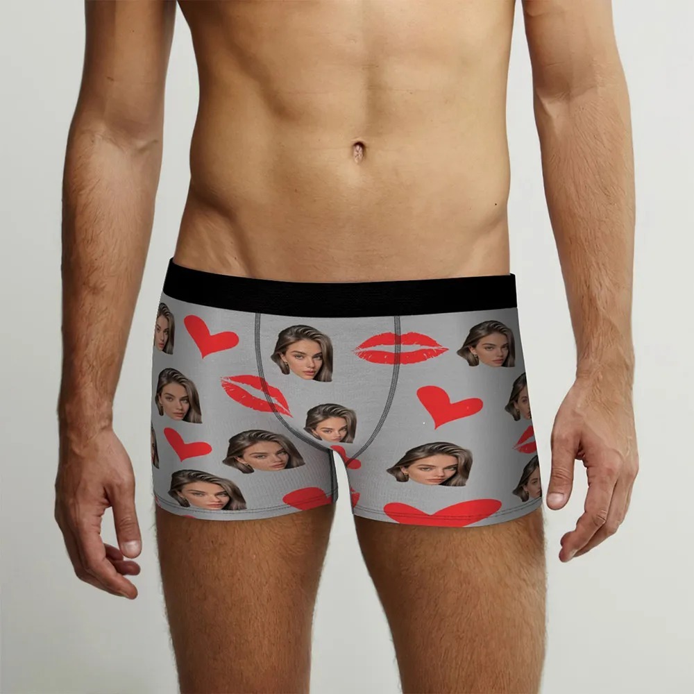 Personalized Red Lips, Custom Underwear, Custom Photo Underwear, Custom Photo Christmas Panties