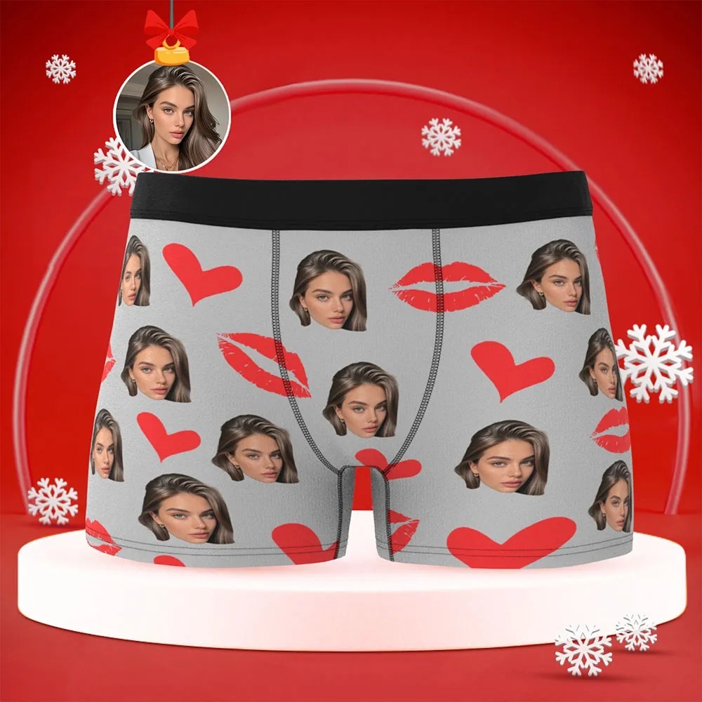 Personalized Red Lips, Custom Underwear, Custom Photo Underwear, Custom Photo Christmas Panties