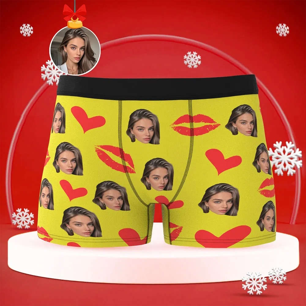 Personalized Red Lips, Custom Underwear, Custom Photo Underwear, Custom Photo Christmas Panties
