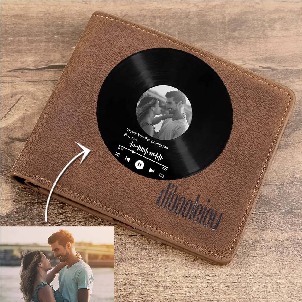 Custom Photo Wallet with Spotify Music Gift for Him - CustWitAU