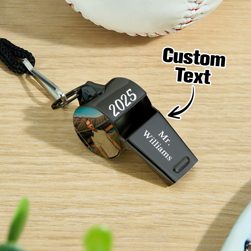 Custom Photo & Logo Whistle Personalized Gift for Coaches, Teachers & Loved Ones