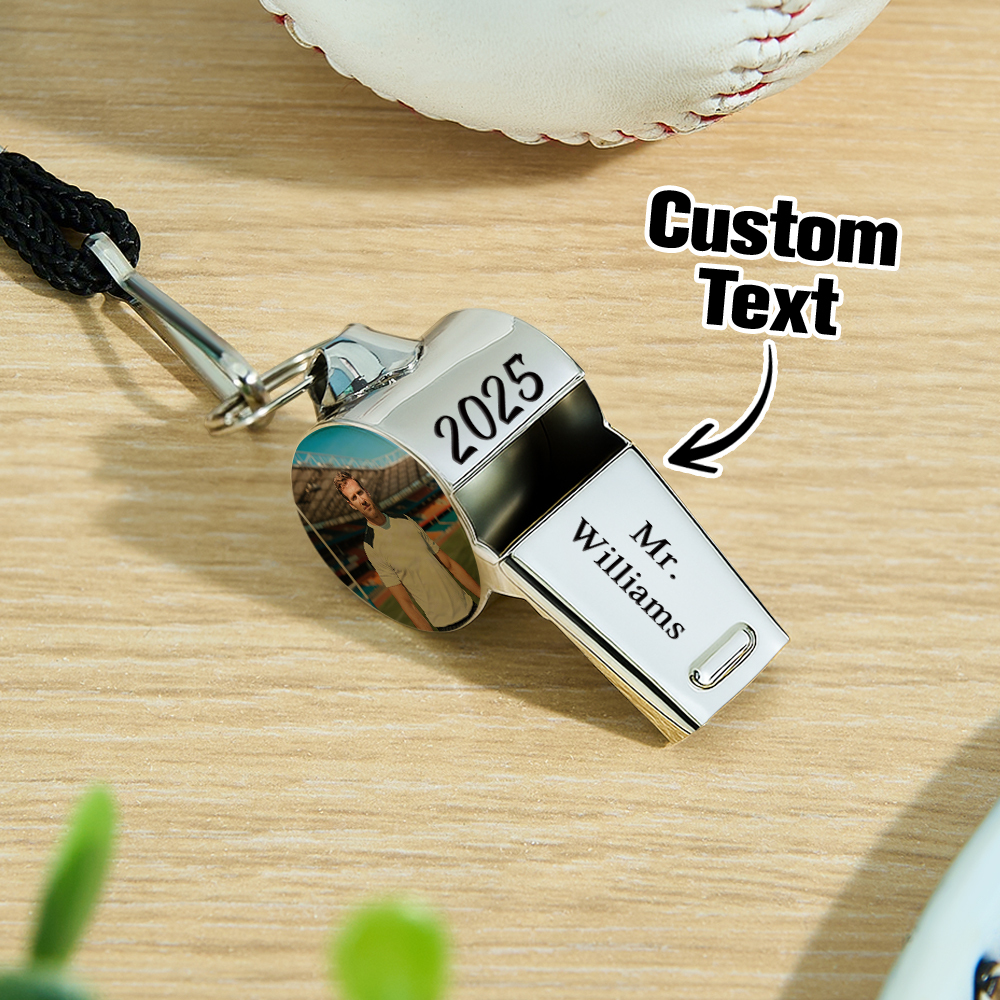 Custom Photo & Logo Whistle Personalized Gift for Coaches, Teachers & Loved Ones