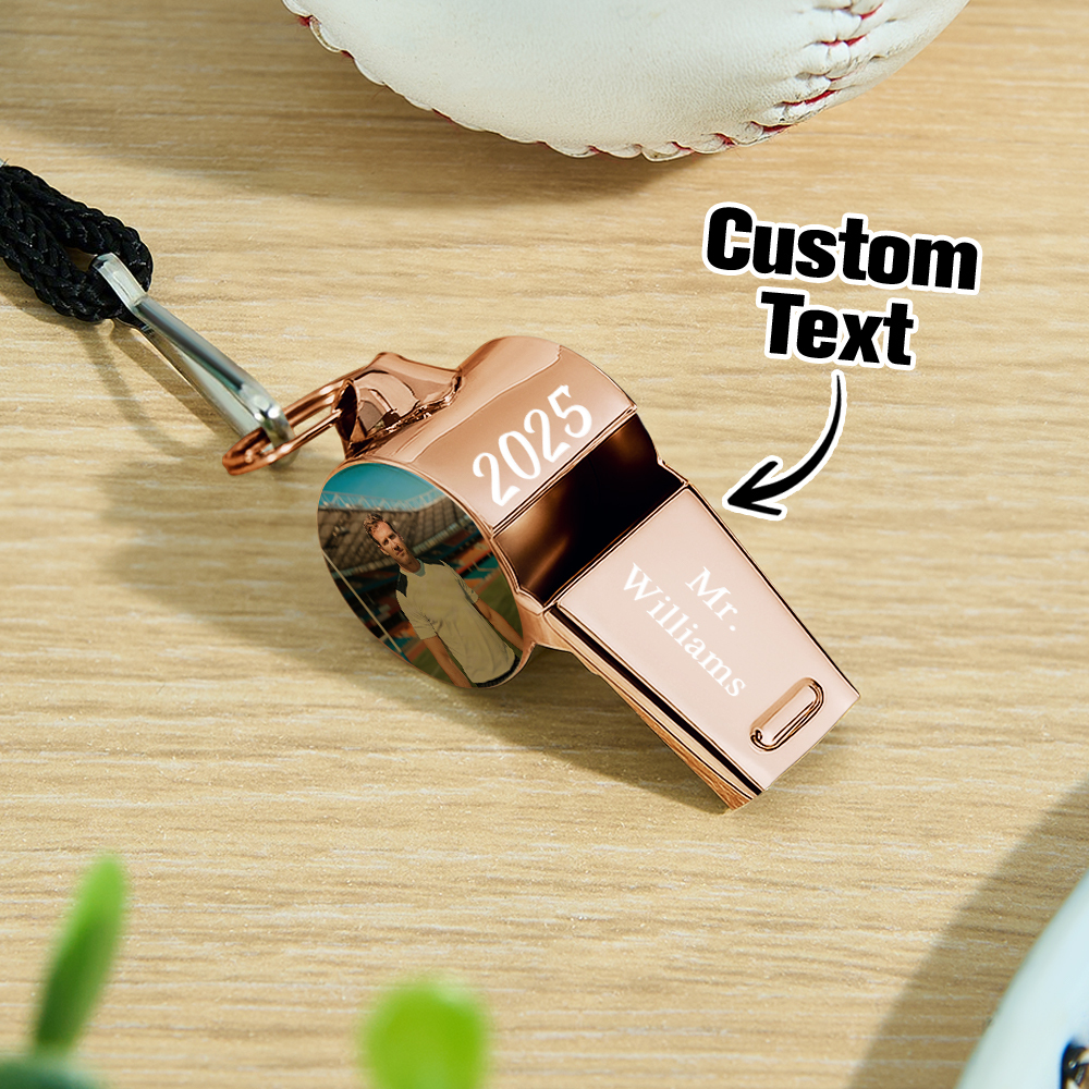 Custom Photo & Logo Whistle Personalized Gift for Coaches, Teachers & Loved Ones