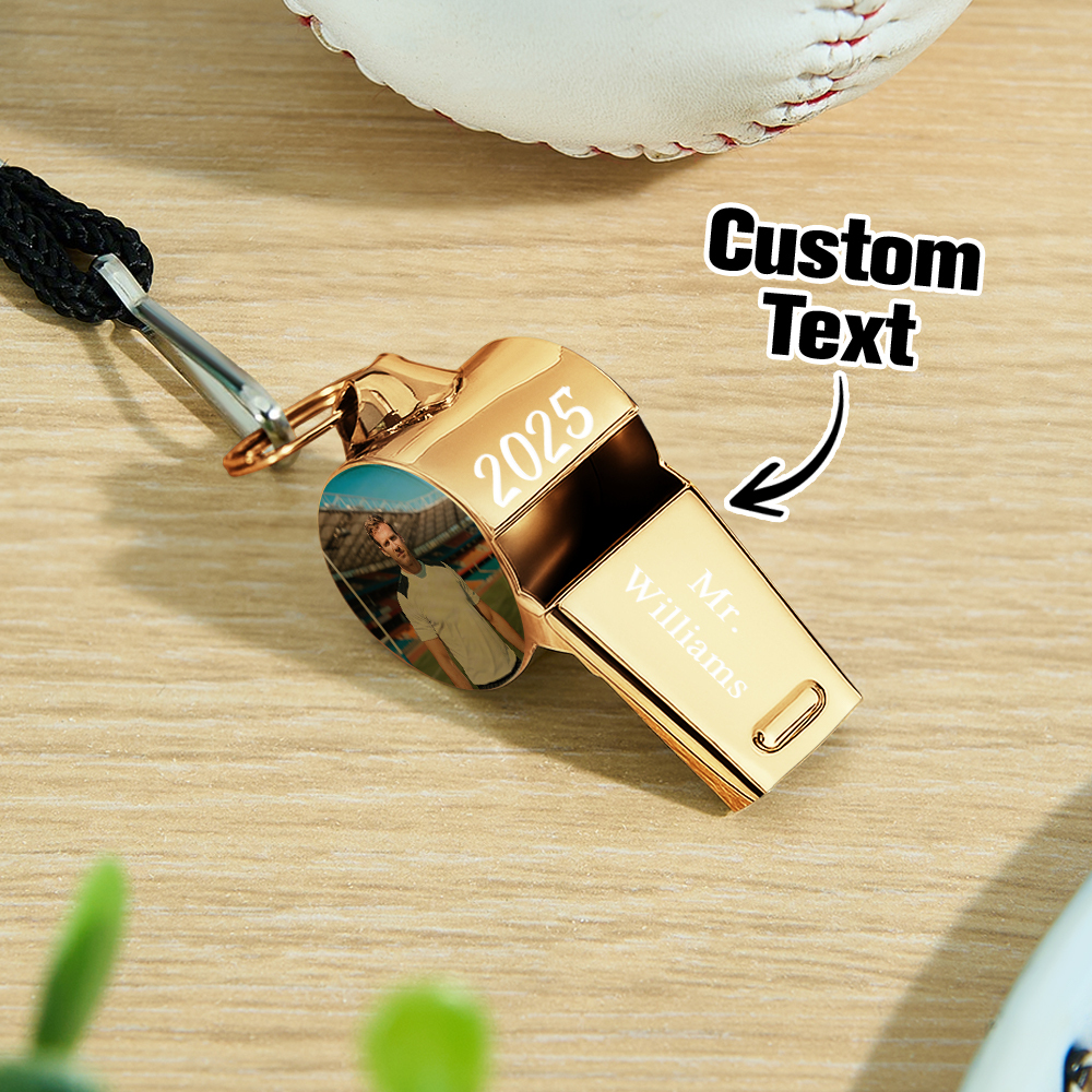 Custom Photo & Logo Whistle Personalized Gift for Coaches, Teachers & Loved Ones
