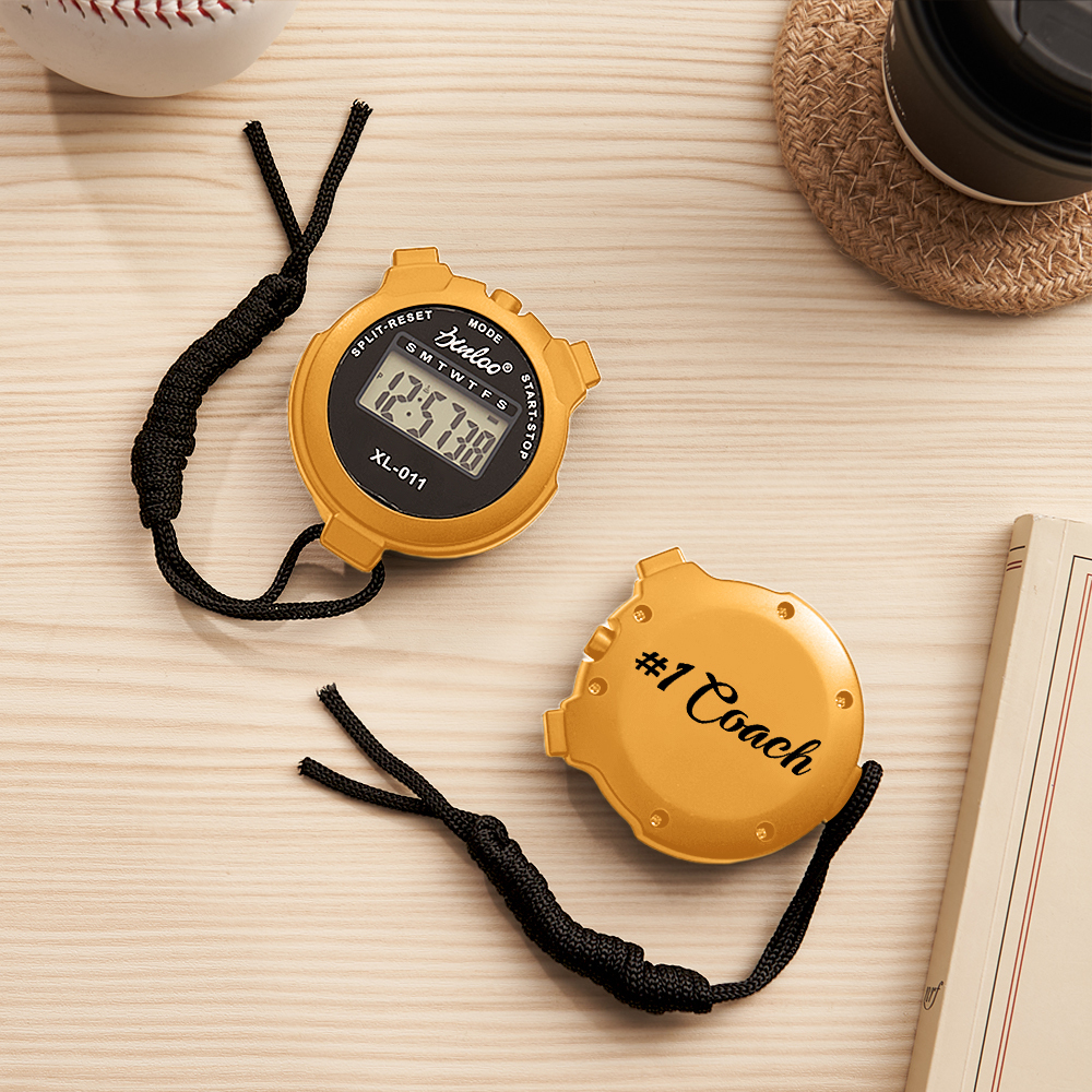 Personalized Stopwatch or Timer With Text Custom Gifts for Coaches Trainers and athletes