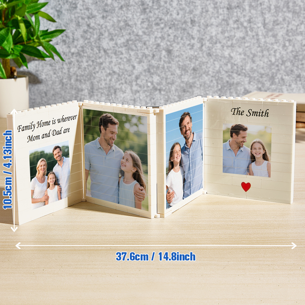 Personalized Fold-Out Daddy & Me Brick Photo Block Gift Mini Photo Album Keepsake Gift for Dad, Puzzle, Him, Dad, Fathers Day, Grandad - CustWit