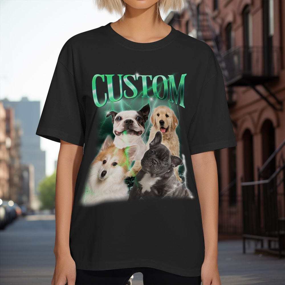 Custom Photo Vintage Tee Personalized Name T-shirt Pet Lover Gifts - CustWitAU