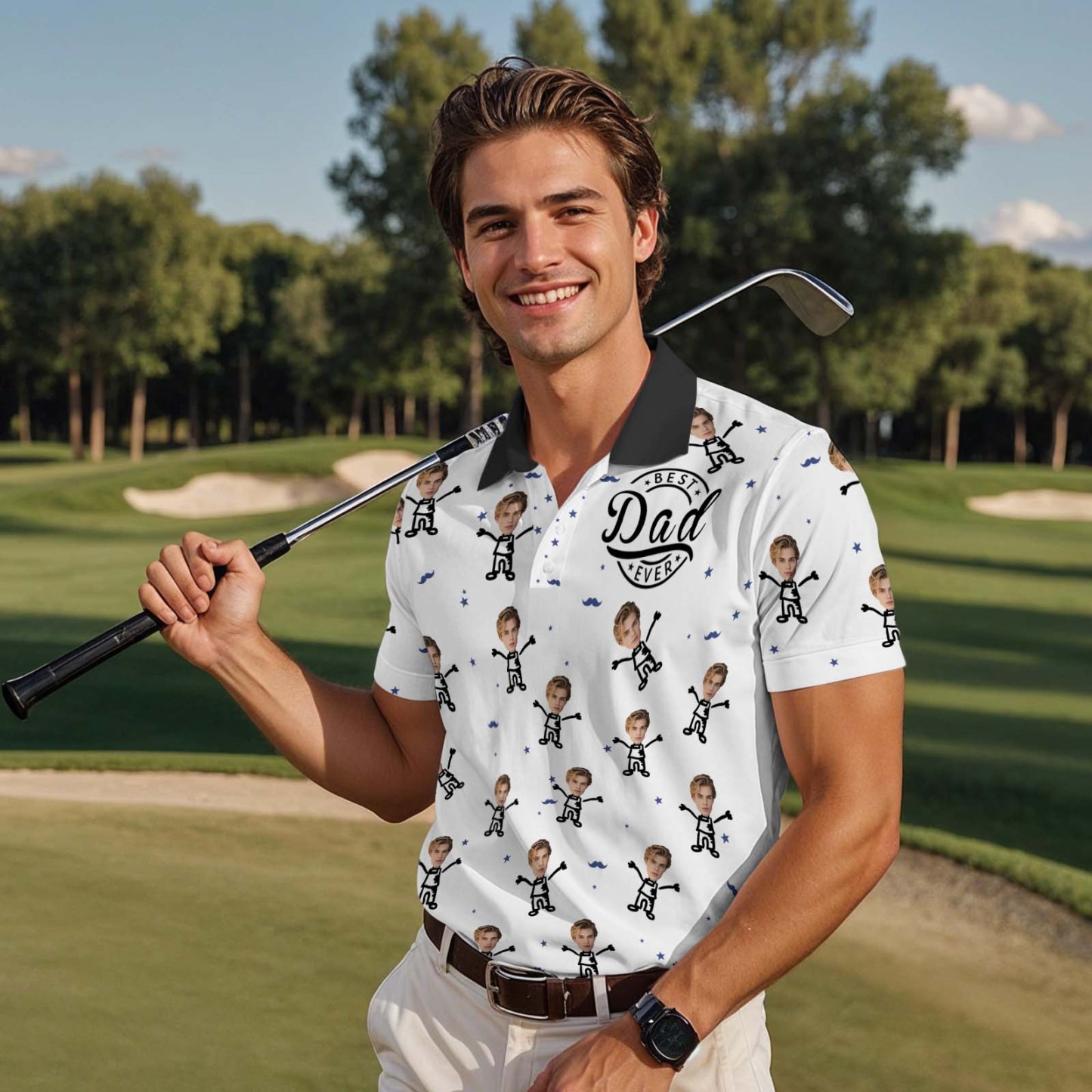 Personalized Photo Polo Shirt Best Dad Ever Gift For Dad, Grandpa Father's Day Gifts