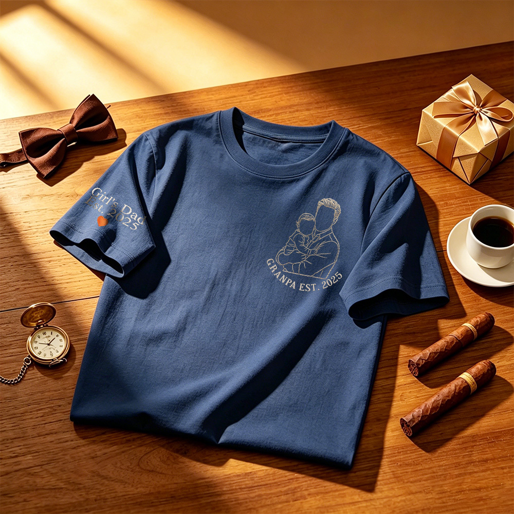 Custom Dad Photo Shirt - Embroidered Dad & Kids Portrait - Personalized Father's Day Keepsake Gift - CustWitAU