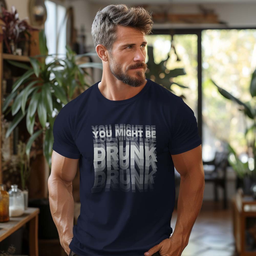 Printed On Back You Might Be Drunk Shirt Funny Drinking Humor Unisex T-Shirt Gift