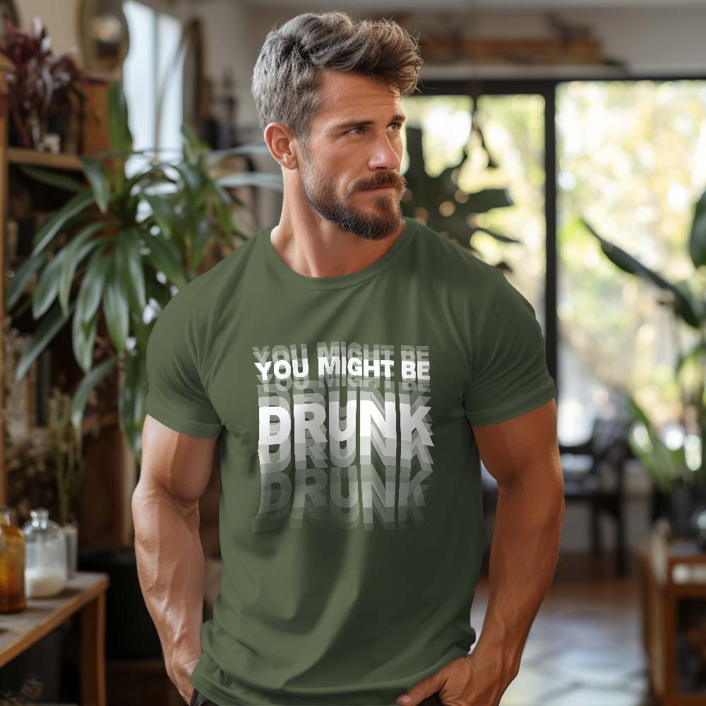 Printed On Back You Might Be Drunk Shirt Funny Drinking Humor Unisex T-Shirt Gift