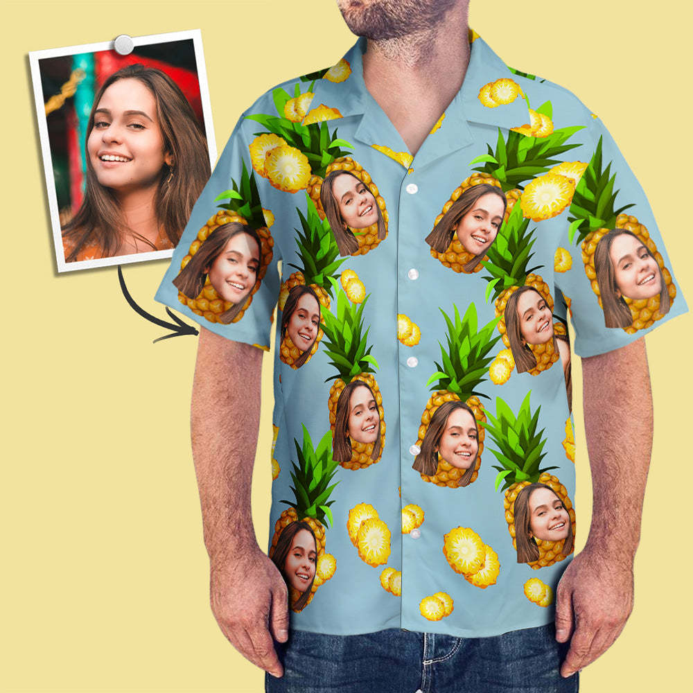 Custom Face Shirt Men's Hawaiian Shirt Big Pineapple - CustWitAU