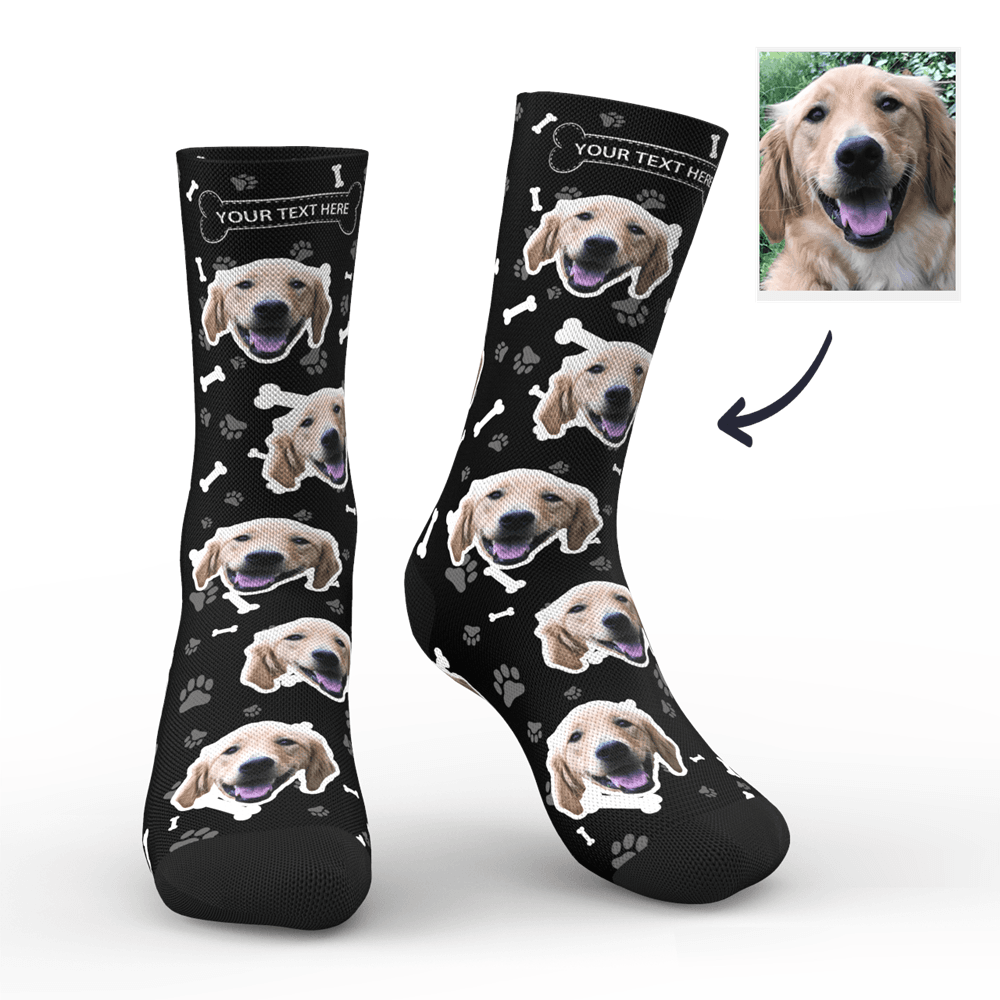 Custom Dog Face Socks With Your Text 3D preview - CustWitAU