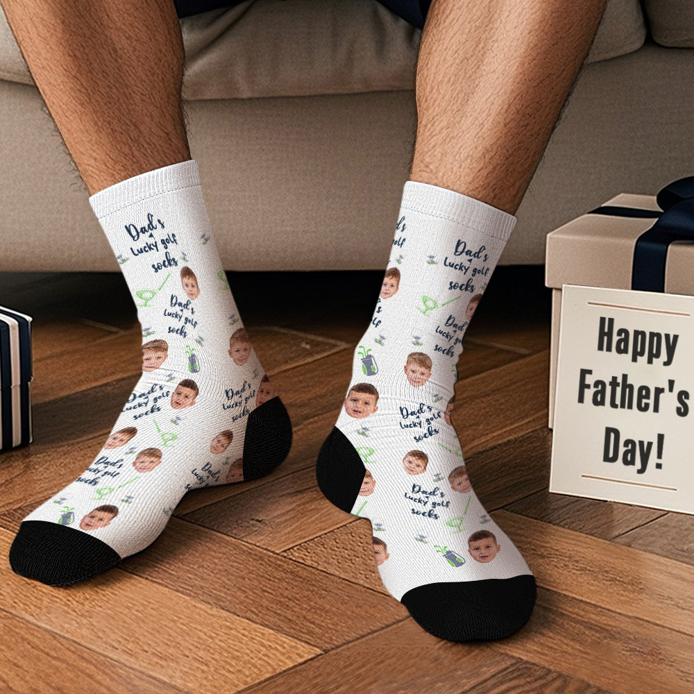 Personalized Photo Socks Dad's Lucky Golf Socks Father's Day Gifts