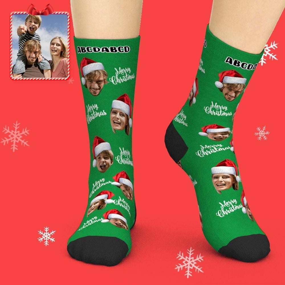 Custom Face Socks 3D Preview Merry Christmas Socks - CustWitAU